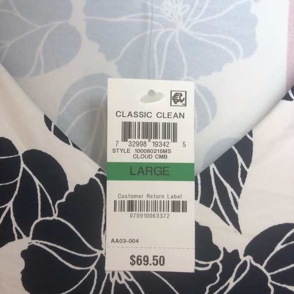 NWT Charter Club Navy Florals Blouse Sz Lg - Picture 4 of 6